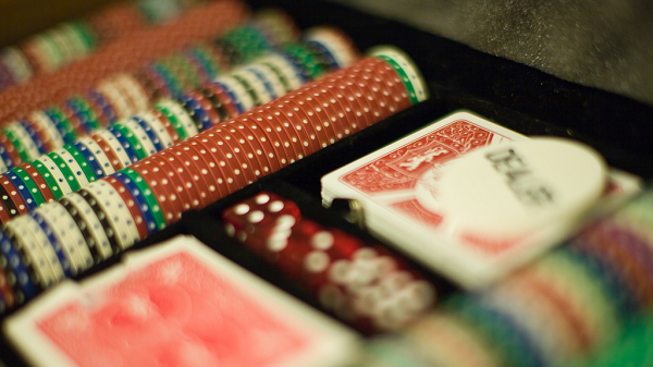 Poker Cards Chips Dice and Dealer Button