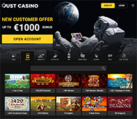 Just Casino Homepage Screenshot