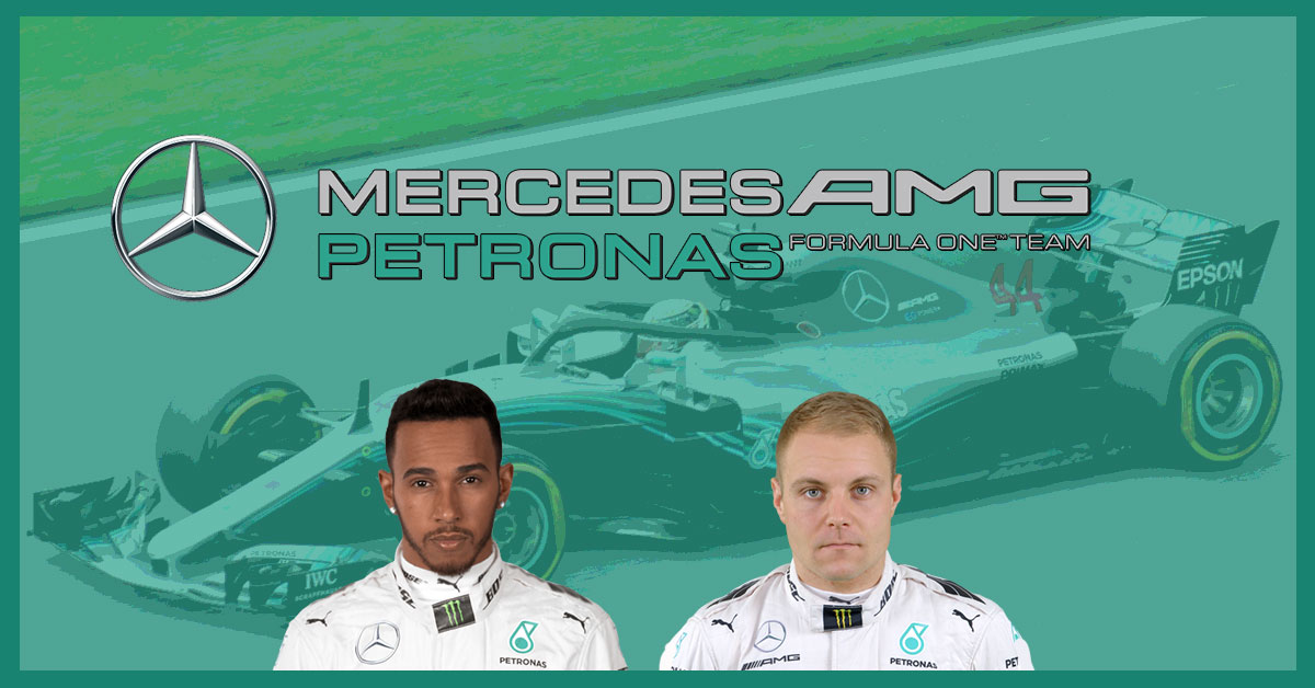 2019 Mercedes F1 Drivers, Car, and Logo