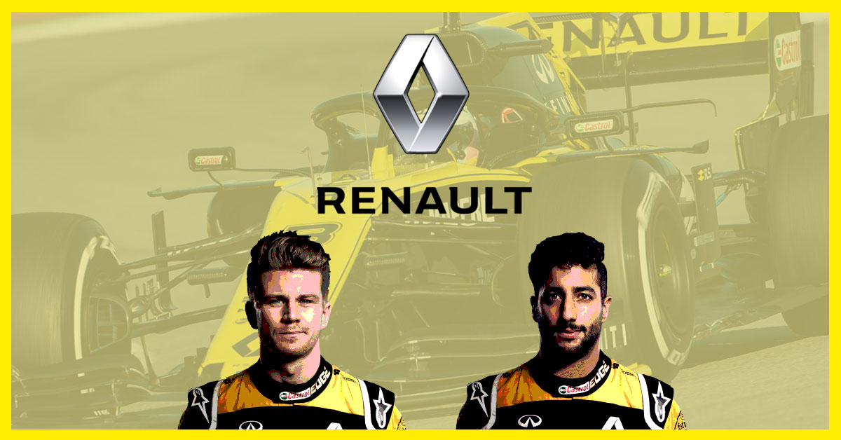 2019 F1 Renault Team - Drivers, Car, and Logo