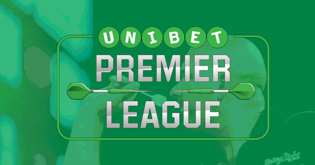 2019 Unibet Premier League Darts Logo and photo of Rob Cross