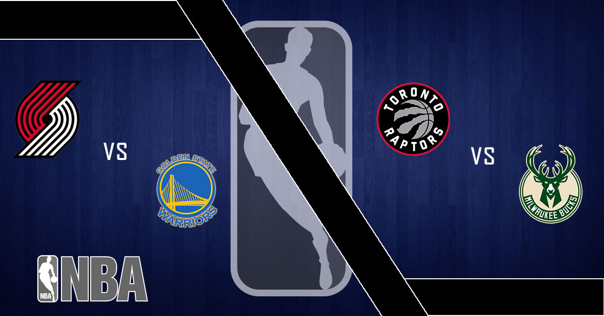 Trail Blazers vs Warriors Logo / Raptors vs Bucks Logo