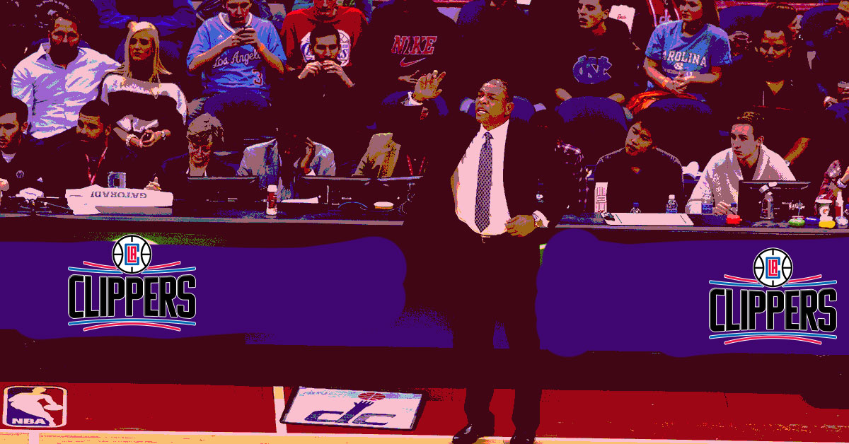 LA Clippers Logo, Doc Rivers on the sidelines