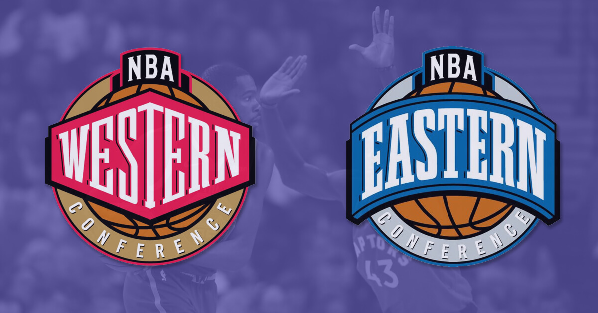 Golden State Warriors vs Toronto Raptors Background - NBA Western and Eastern Conference Logos