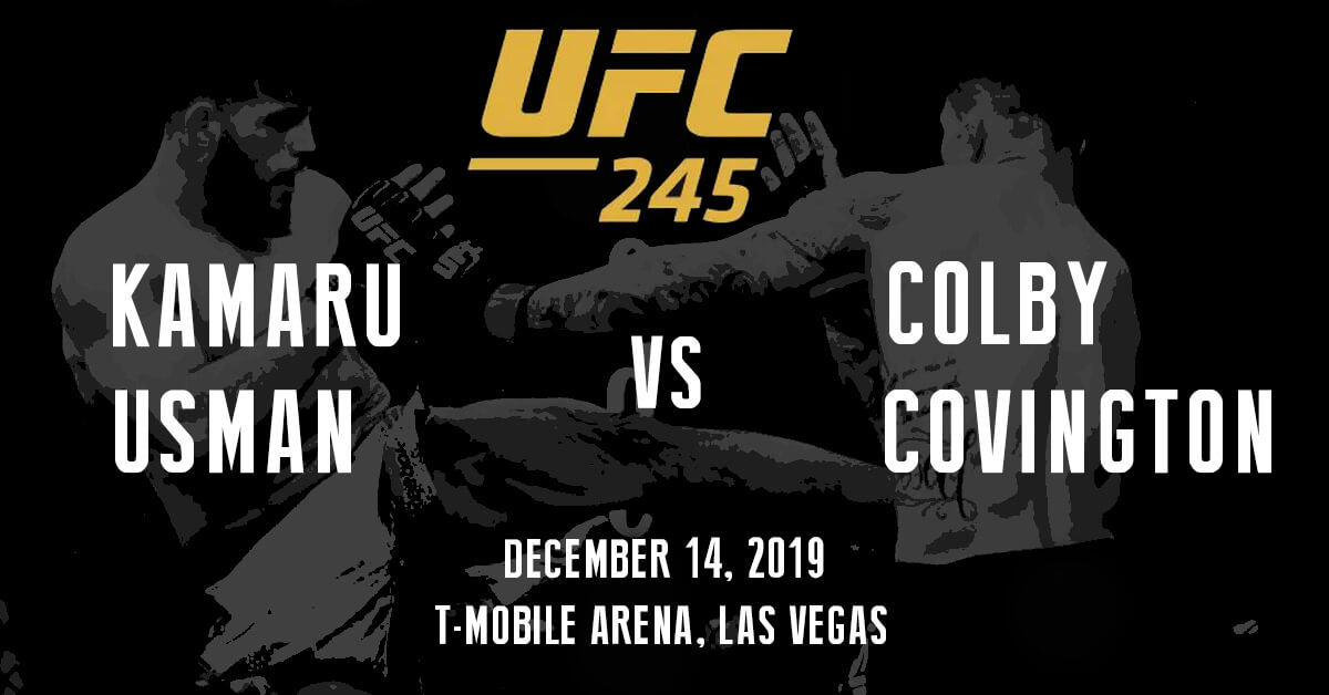 Kamaru Usman vs Colby Covington - UFC 245 Logo - MMA Fighters Background