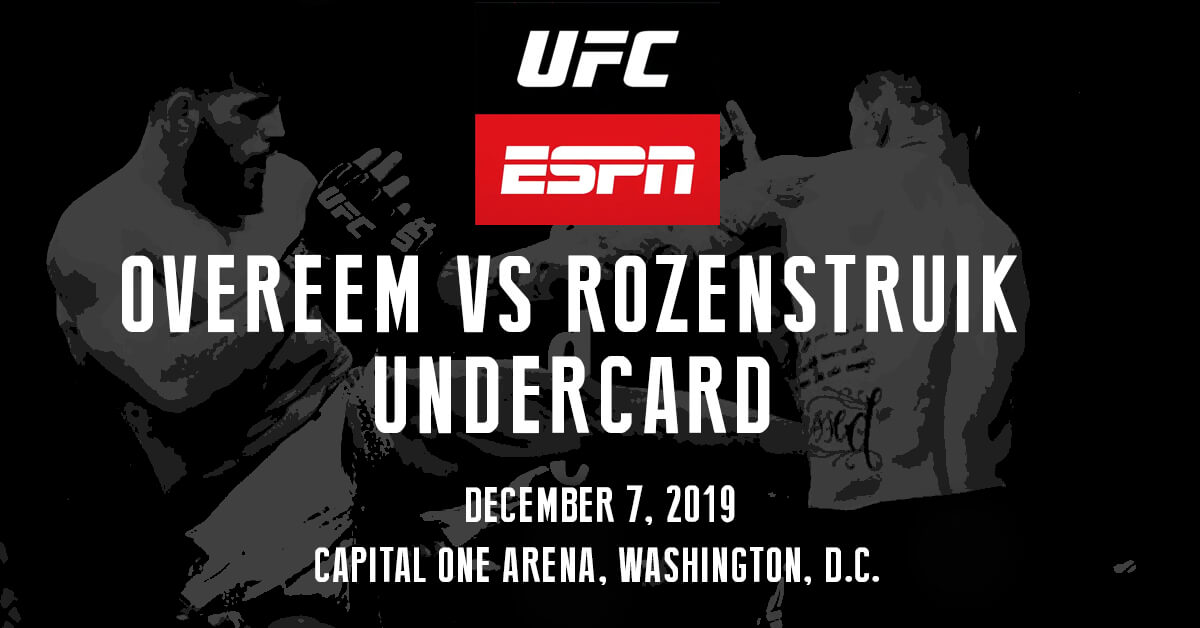 Overeem vs Rozenstruik Undercard - UFC LOGO - ESPN LOGO - MMA Fighters Background