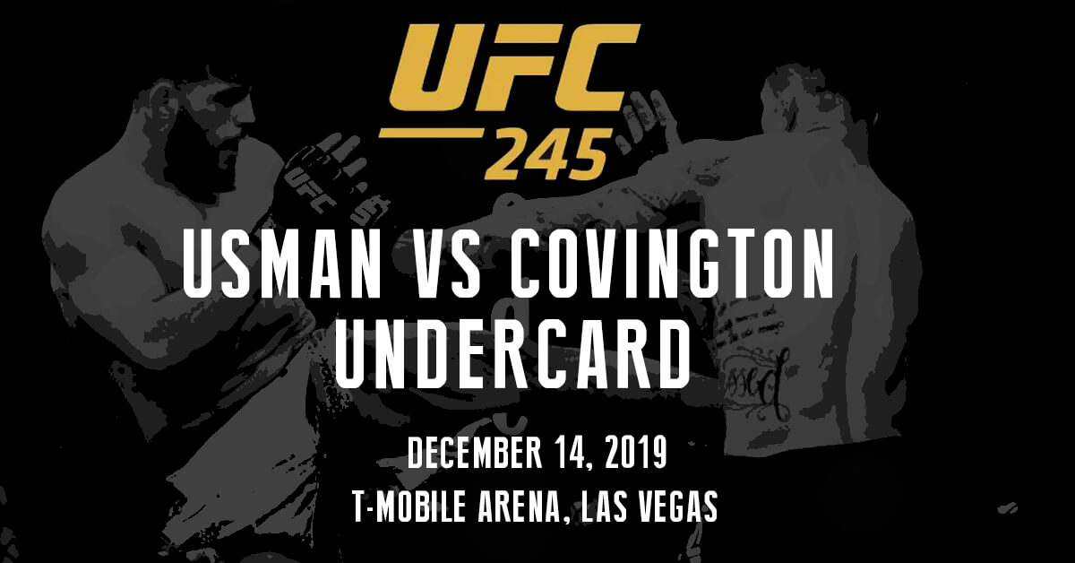 Usman vs Covington Undercard - UFC 245 Logo - MMA Fighters Background