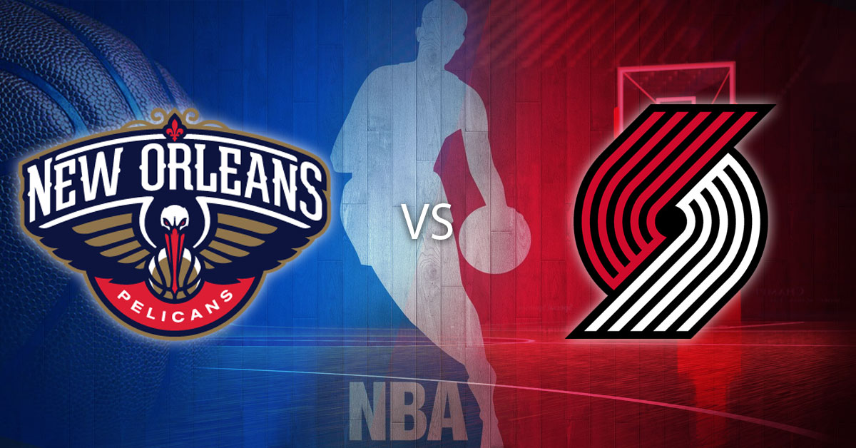 Pelicans logo, NBA logo, and Blazers logo