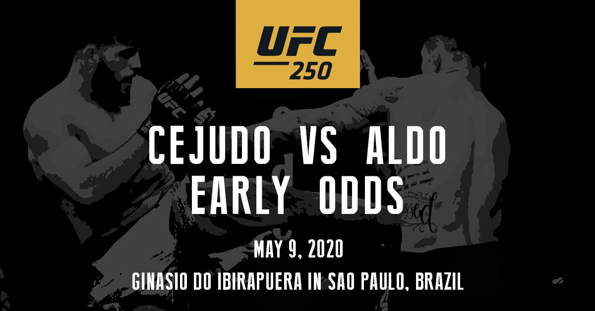 Cejudo vs Aldo Early Odds - UFC 250 Logo - MMA Fighters Background
