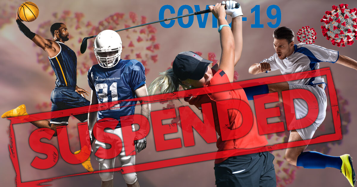 Covid 19 - Basketball Player, Female Golf Player, Soccer Player and Football Player - Suspended Stamp