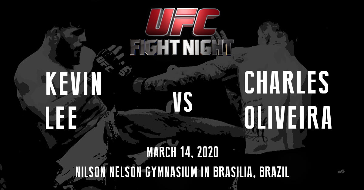 Kevin Lee vs Charles Oliveira - UFC Fight Night Logo- MMA Fighters Background