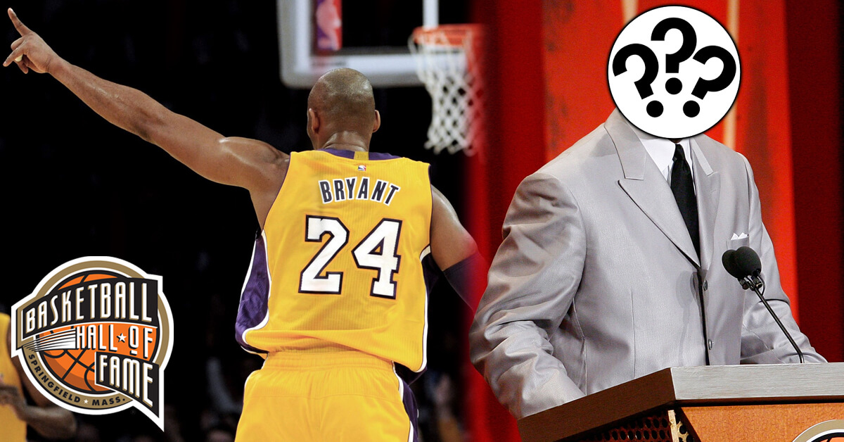 Kobe Bryant Using His LA Lakers Uniform - Basketball Hall of Fame Logo - Person With Question Marks on His Face