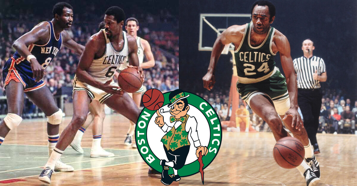 Celtics Players Sam Jones and Bill Russell - Boston Celtics Logo