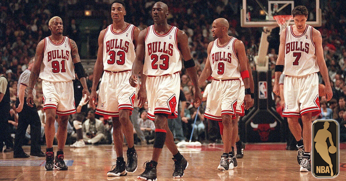 Chicago Bulls Team From 1995 - Michael Jordan - Dennis Rodman - Scottie Pippen - Ron Harper - Toni Kukoc