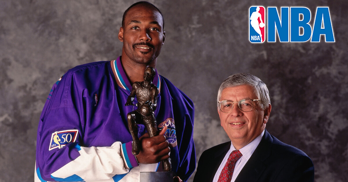 NBA Commissioner David J. Stern and 1999 MVP Karl Malone - NBA Logo