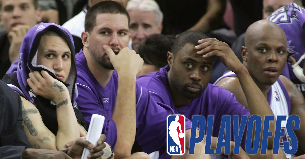 Sacramento Kings Team Looking Concerned - NBA Playoffs Logo