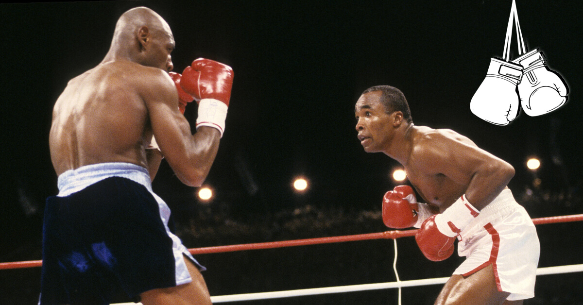 Sugar Ray Leonard vs Marvin Hagler Boxing in 1987 - Boxing Gloves Clipart