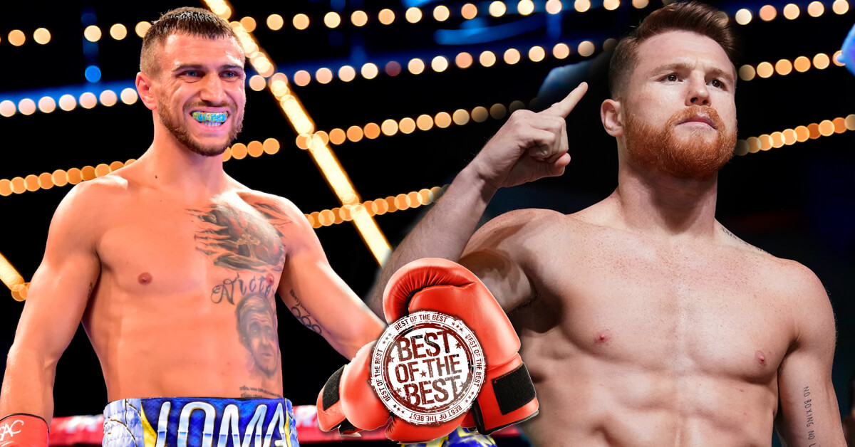 Vasyl Lomachenko and Saul Canelo Alvarez Boxers - Boxing Gloves - Best of the Best Stamp