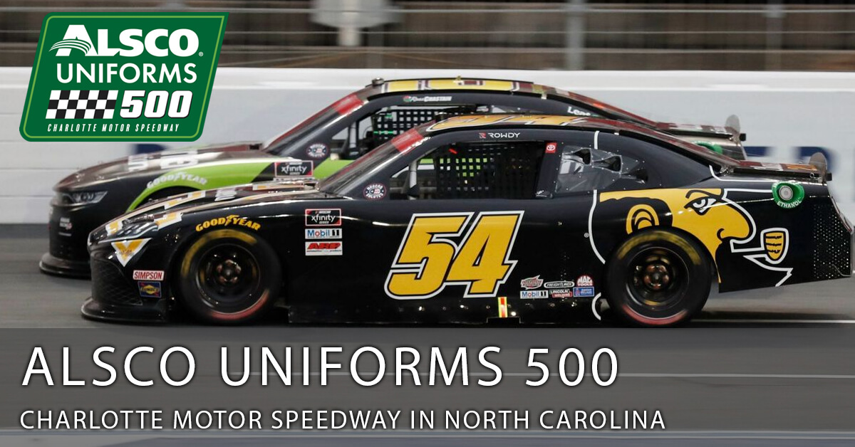 Alsco Uniforms 500 Logo - NASCAR Cars Racing in Charlotte Motor Speedway