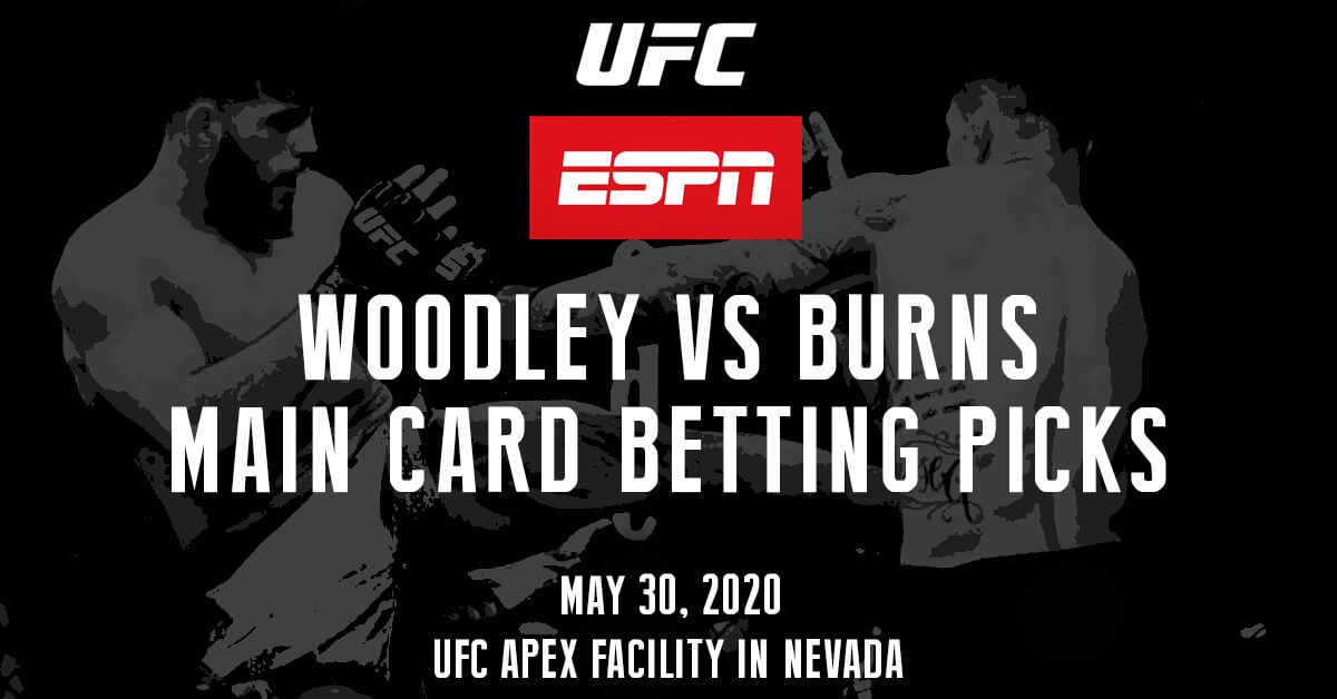 Woodley vs Burns Main Card - UFC on ESPN Logo - MMA Fighters Background