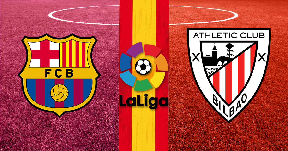 Barcelona vs Athletic Bilbao Logos - La Liga Logo - Spain Flag
