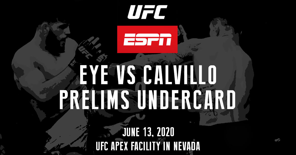 Eyes vs Calvillo Prelims Undercard - UFC ESPN Logos - MMA Fighters Background