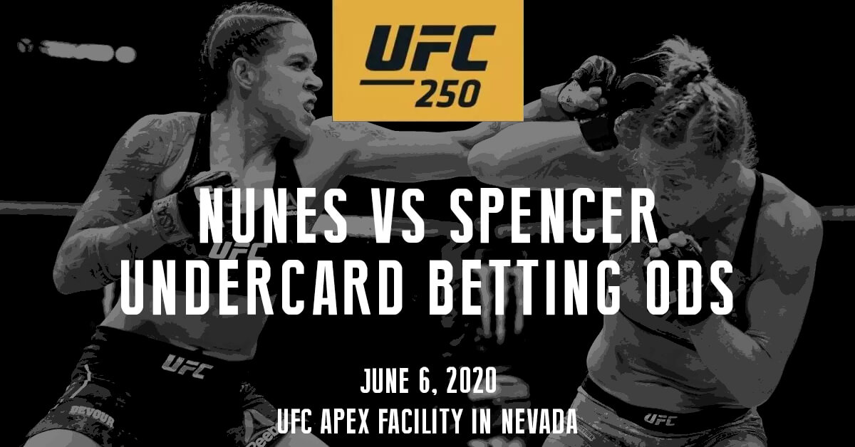 Nunes vs Spencer Prelims Undercard Odds - UFC 250 Logo - MMA Female Fighters Background