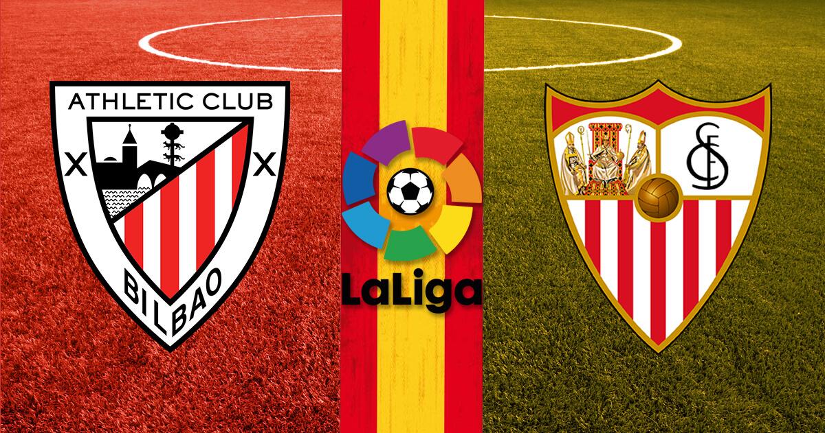 Athletic Bilbao vs Sevilla Logos - La Liga Logo - Spain Flag