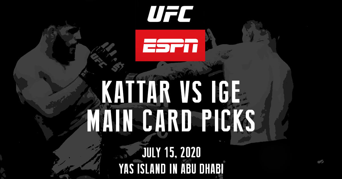 Kattar vs Ige Main Card - UFC and ESPN Logos - MMA Fighters Background