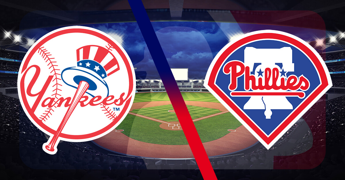 New York Yankees at Philadelphia Phillies Logos - MLB Logo - Baseball Field Background