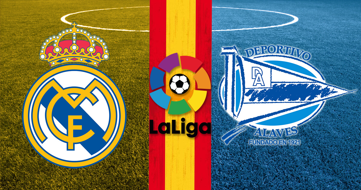 Real Madrid vs Alaves Logos - La Liga Logo - Spain Flag