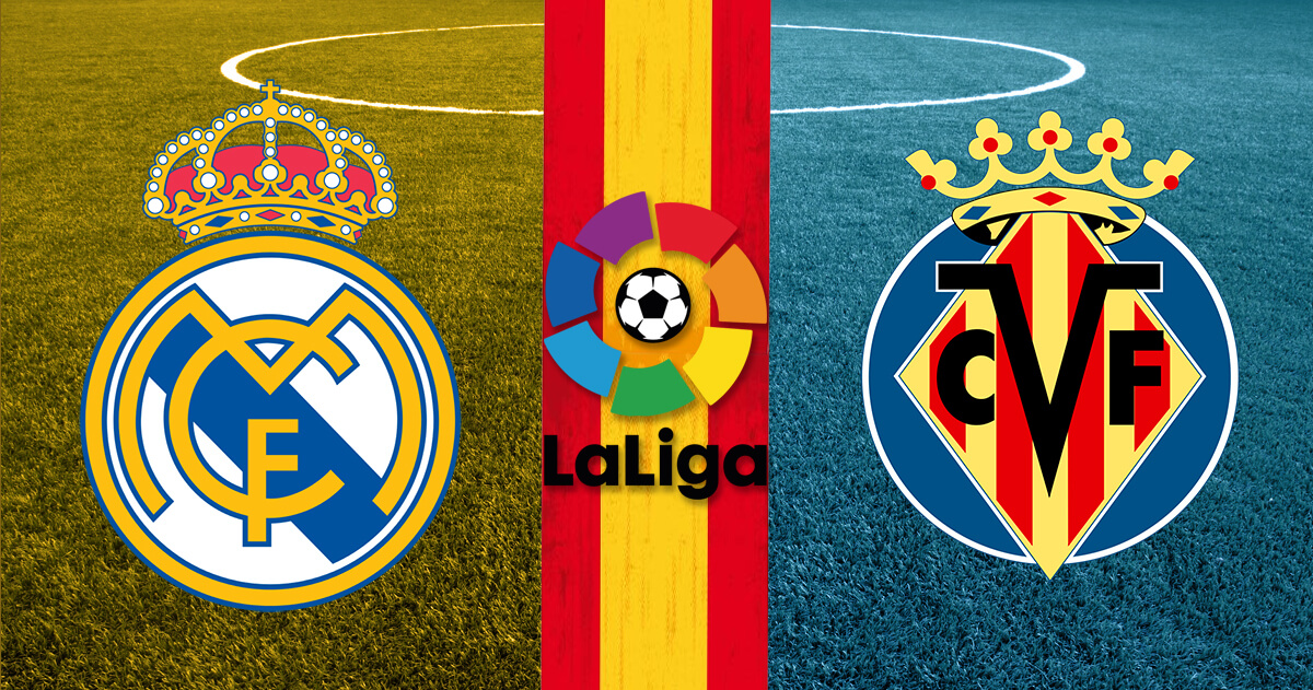 Real Madrid vs Villarreal Logos - La Liga Logo - Spain Flag